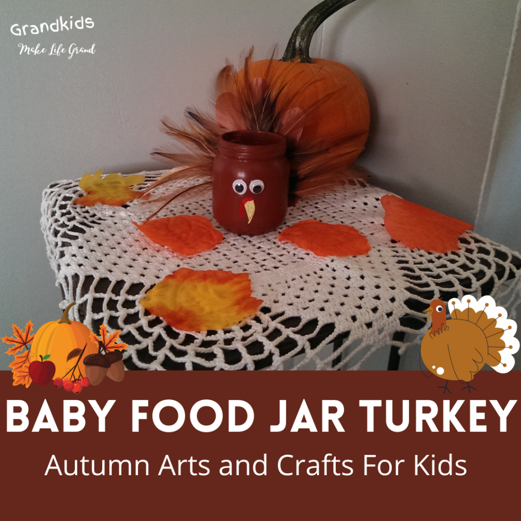 A turkey made out of a baby food jar