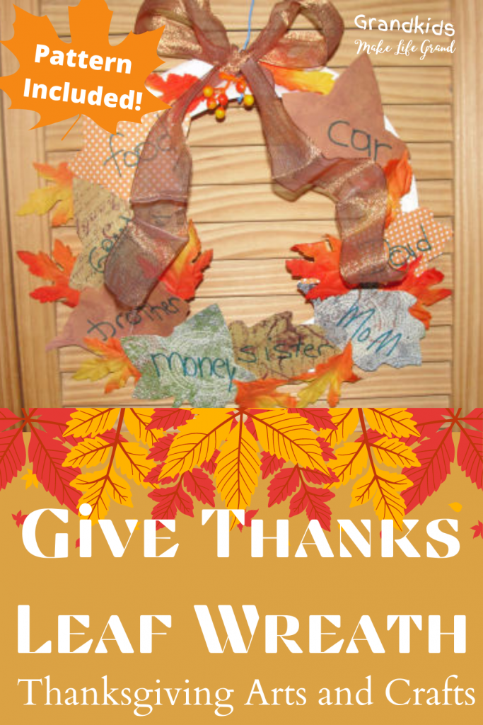 Different things that they are thankful for written down on paper and made into a wreath.