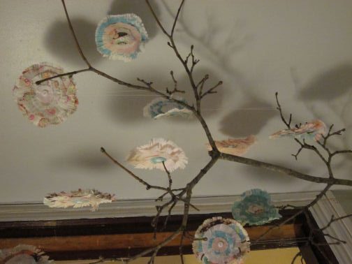 Paper flower and stick mobile