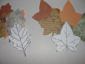 Cut out of different patterned paper leaves.