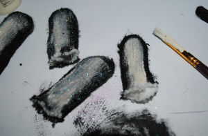 painting glove to look like penguins