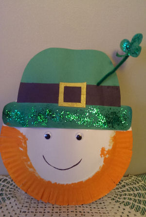 paper plate and construction paper turned into a leprechaun