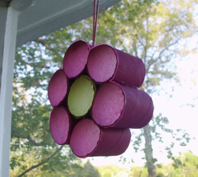 using toilet paper rolls and tissue paper made into a sun catcher