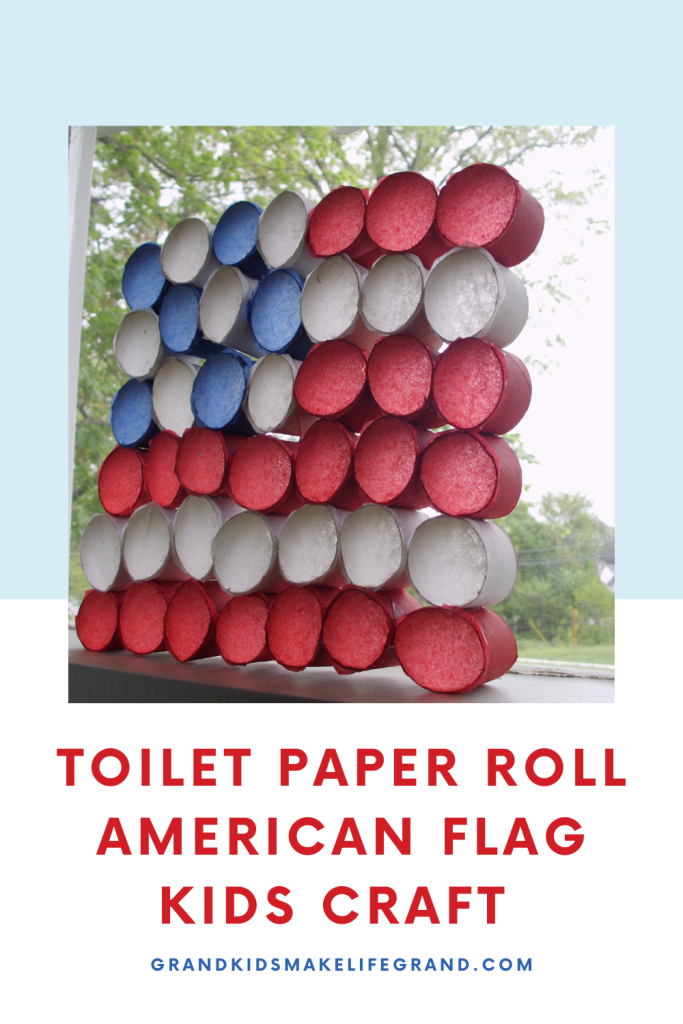 toilet paper rolls made into an American flag