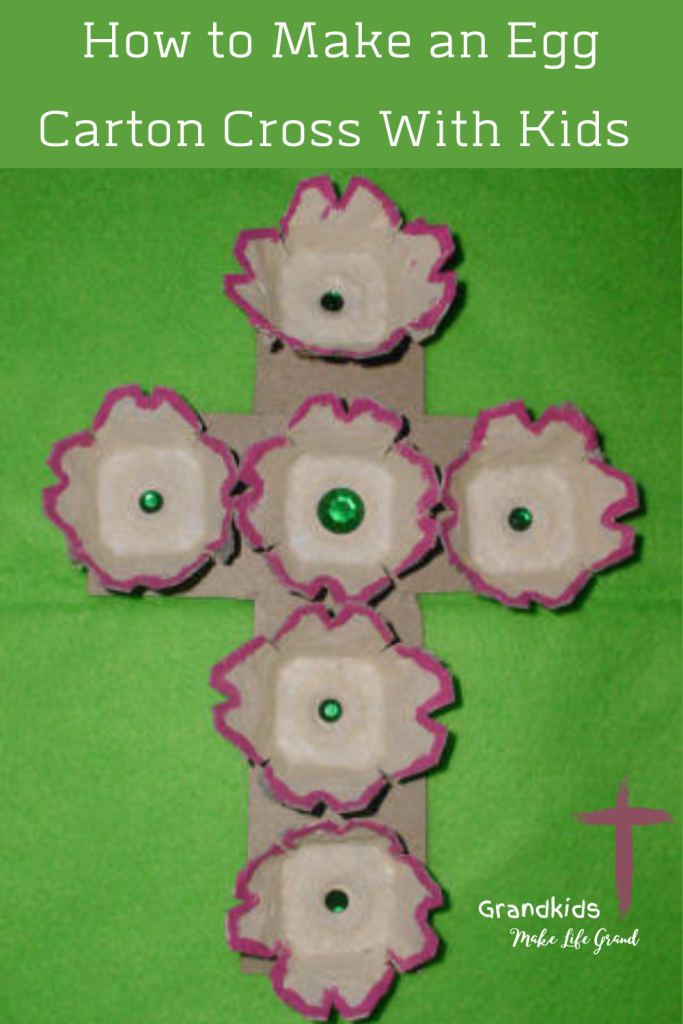 egg cartons decorated and made into a cross