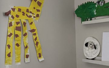 paper collage made into a giraffe