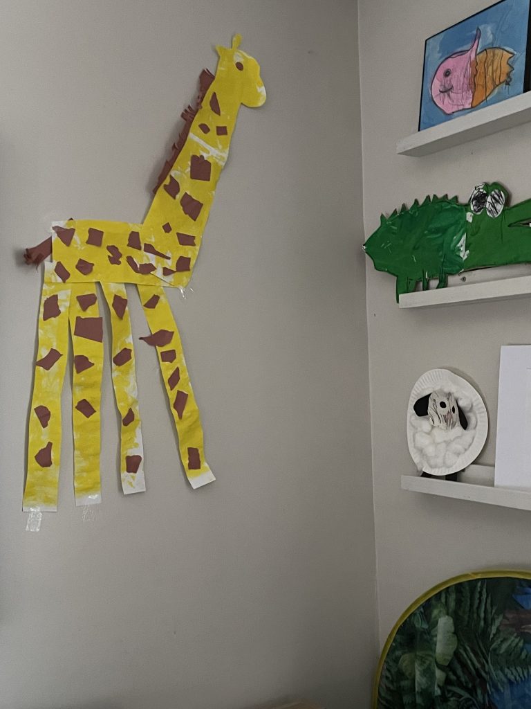 paper collage made into a giraffe